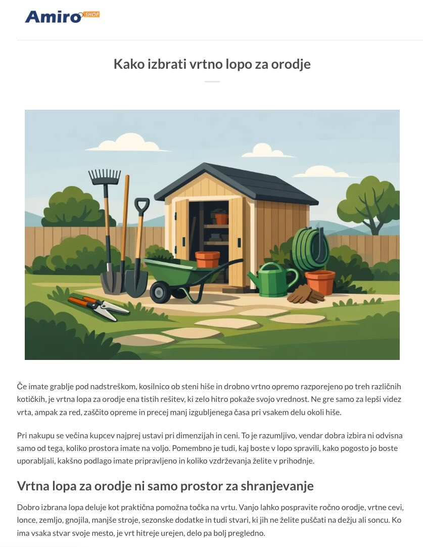 Blog prispevek na AmiroShop.si: Kako izbrati vrtno lopo za orodje